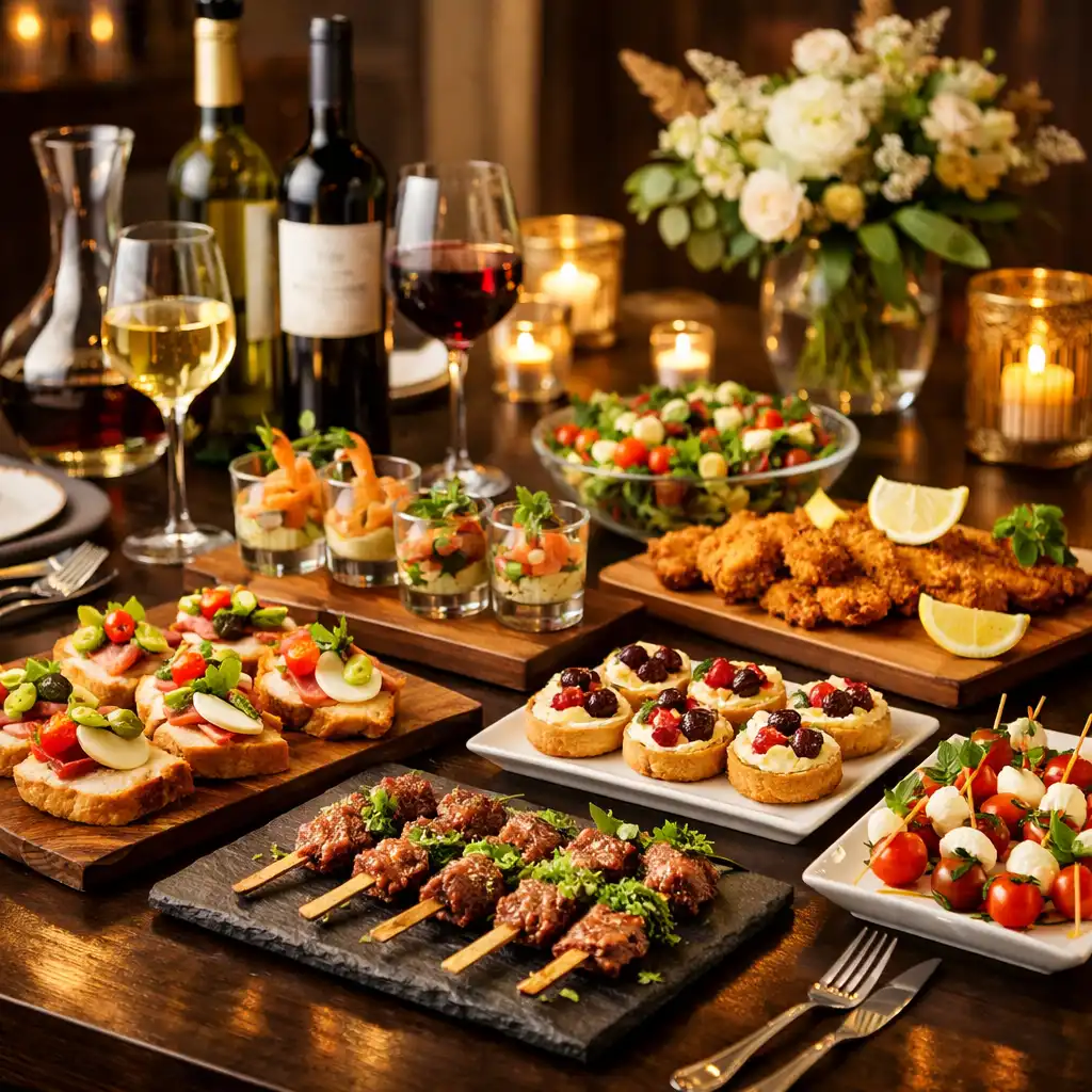 Servírování moderního cateringu během firemní akce v Centru Zážitků