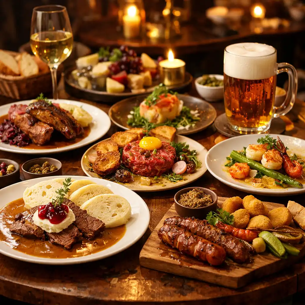 Servírované degustační menu během gurmánského tematického večera v Centru Zážitků